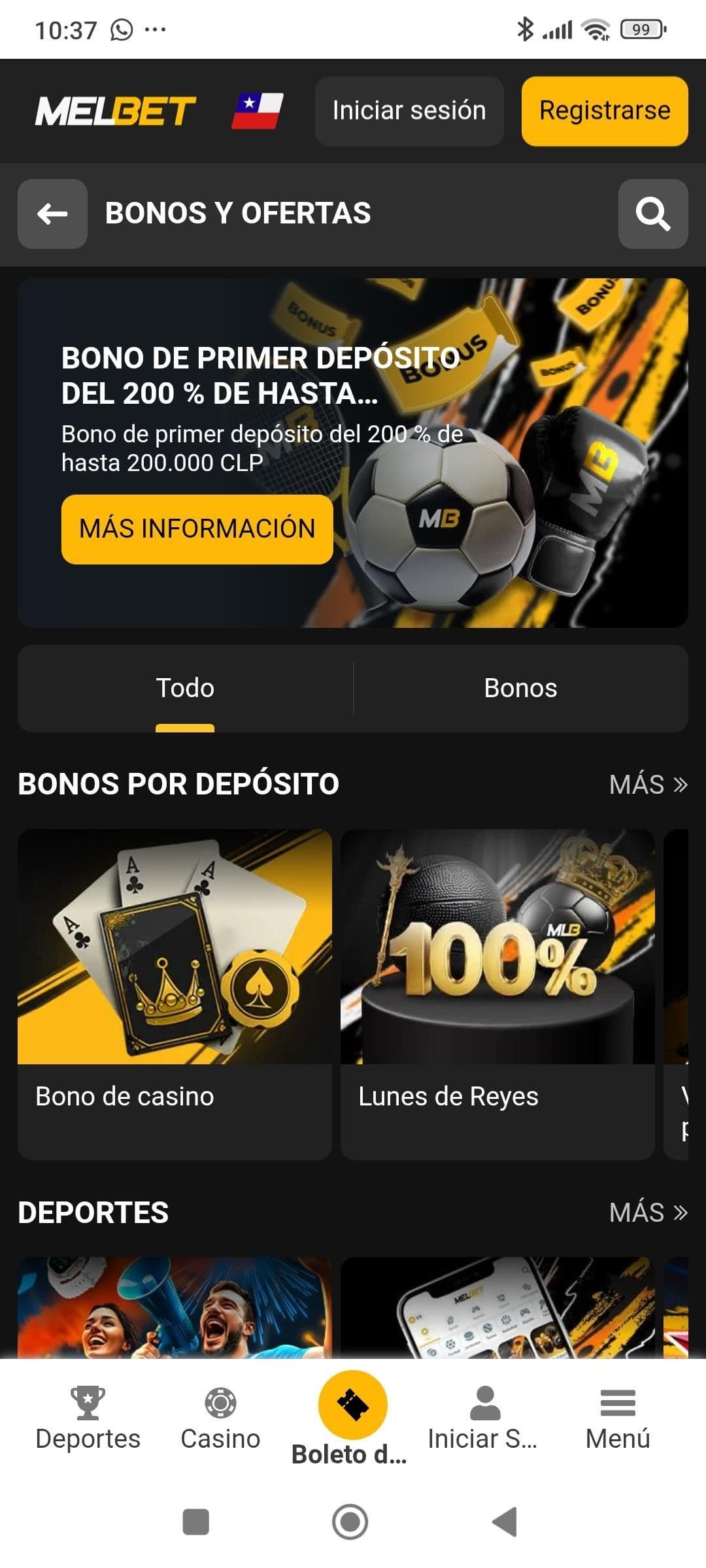 Bono de bienvenida en Melbet Chile 