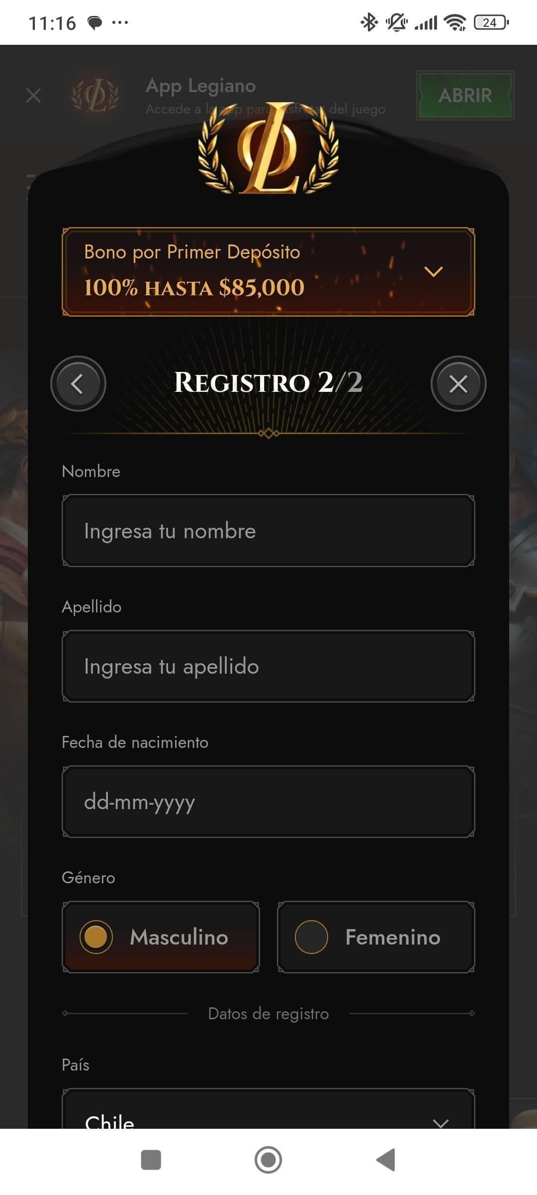 Completa el formulario