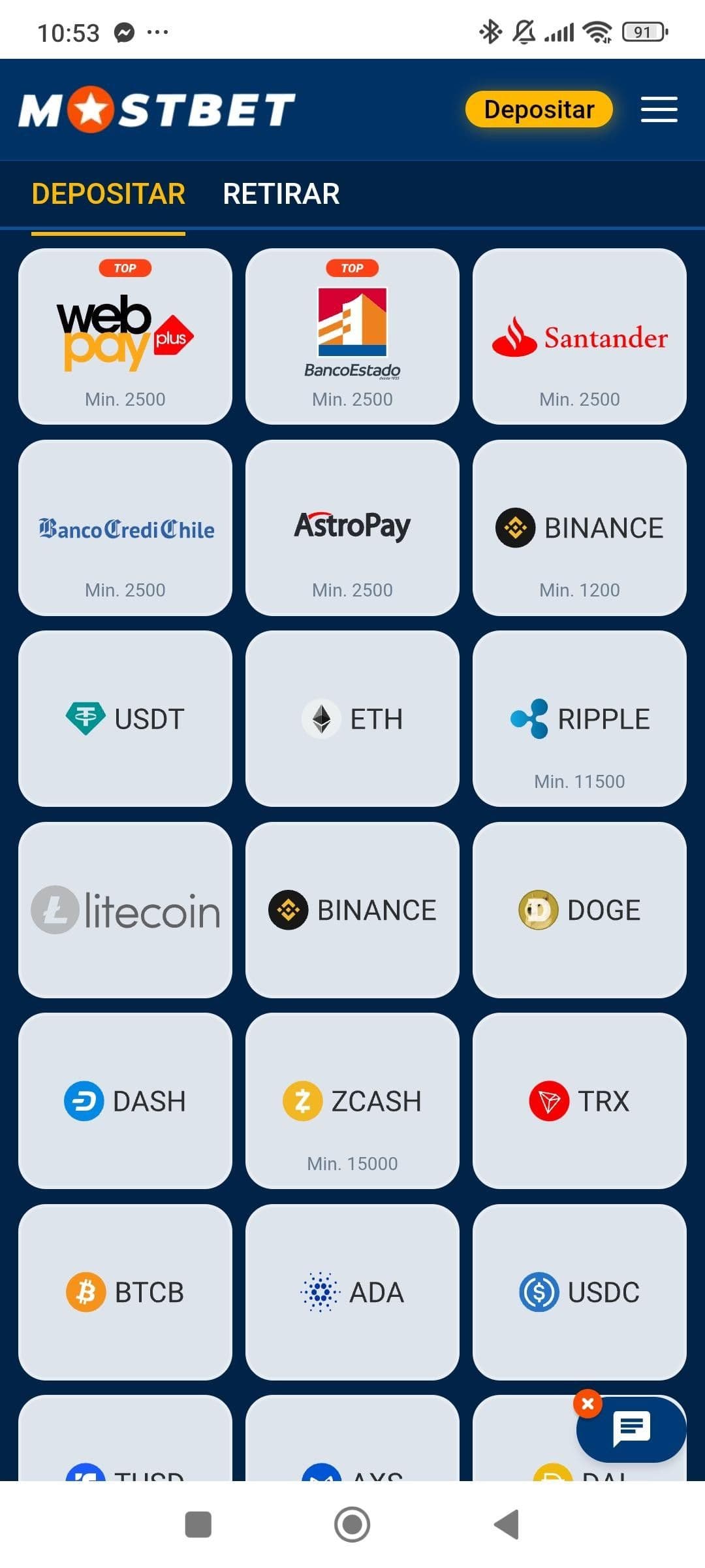 Elige el método de pago a utilizar