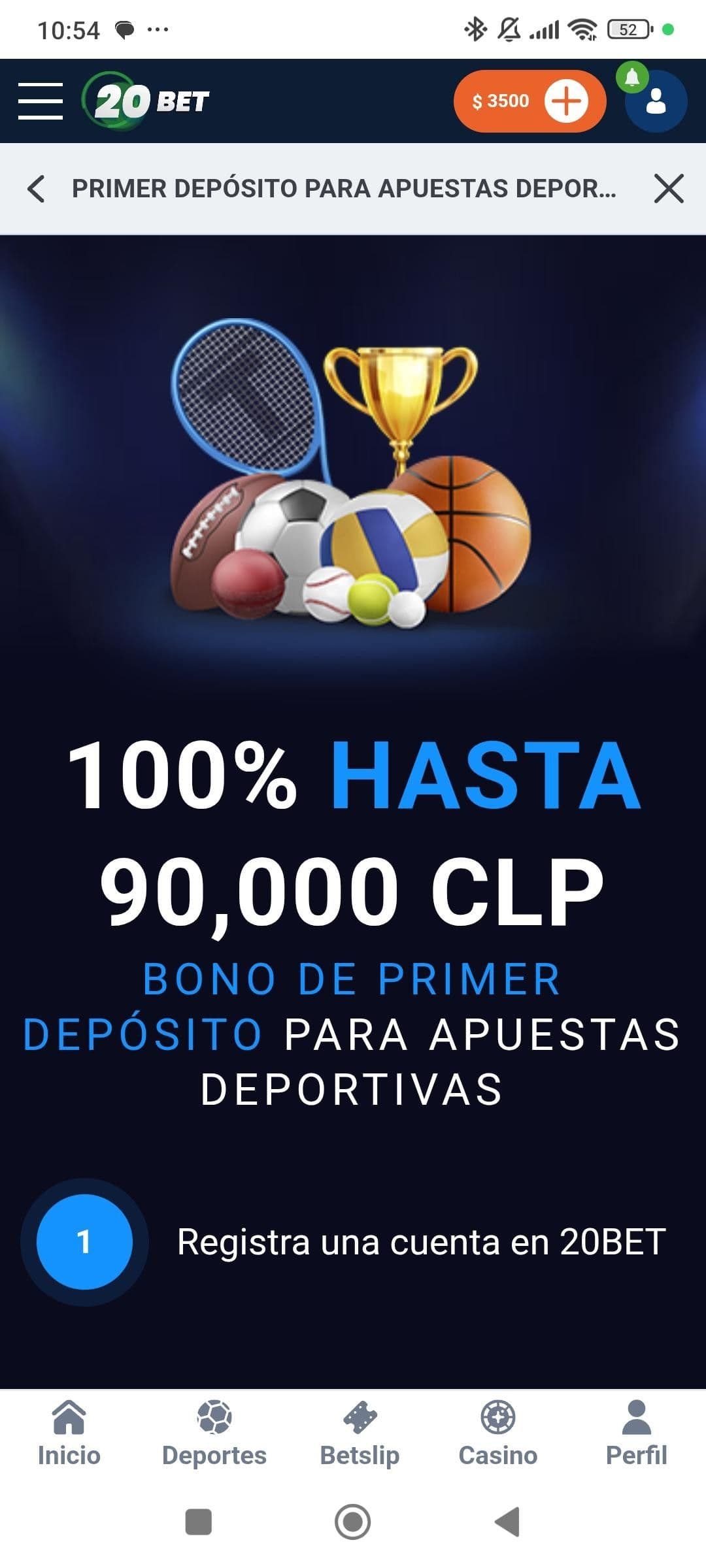 Ingresa a la página web de 20bet e inicia sesión