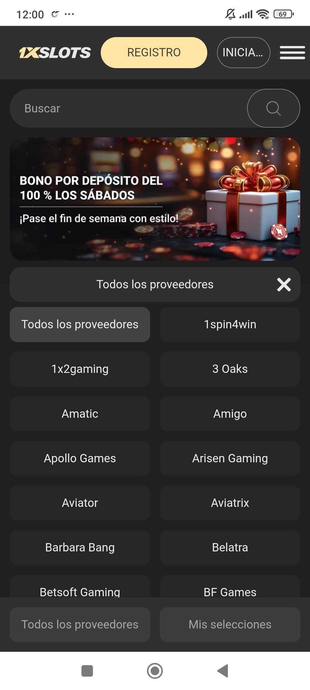 Experiencia móvil de 1xSlots