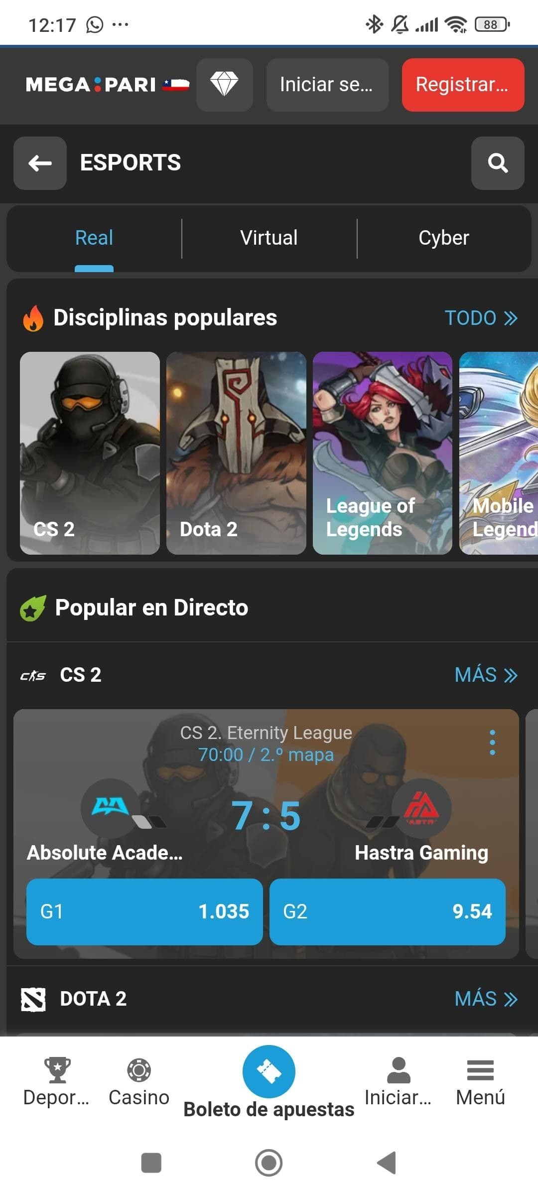 Reseña de las apuestas Megapari en eSports