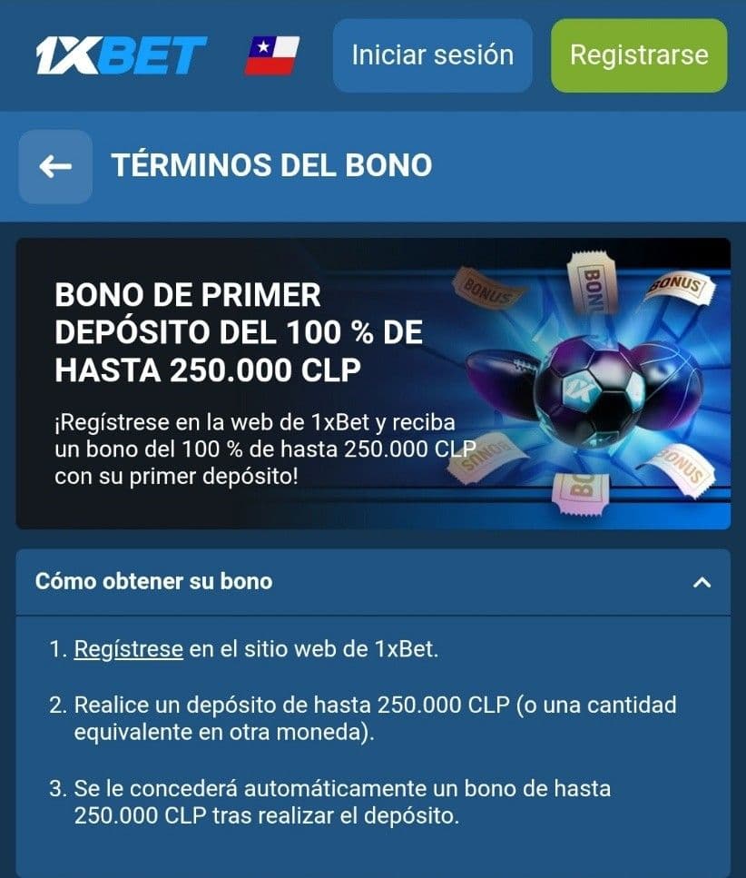 Resumen de los bonos disponibles en 1xbet para Chile.jpg
