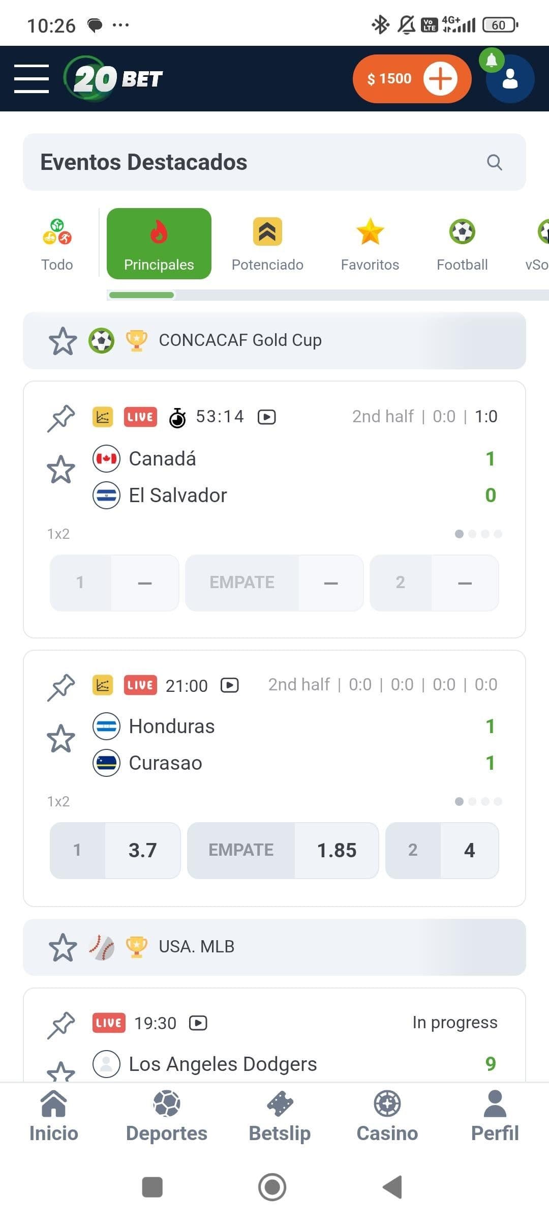 Apuestas en vivo y retransmisiones