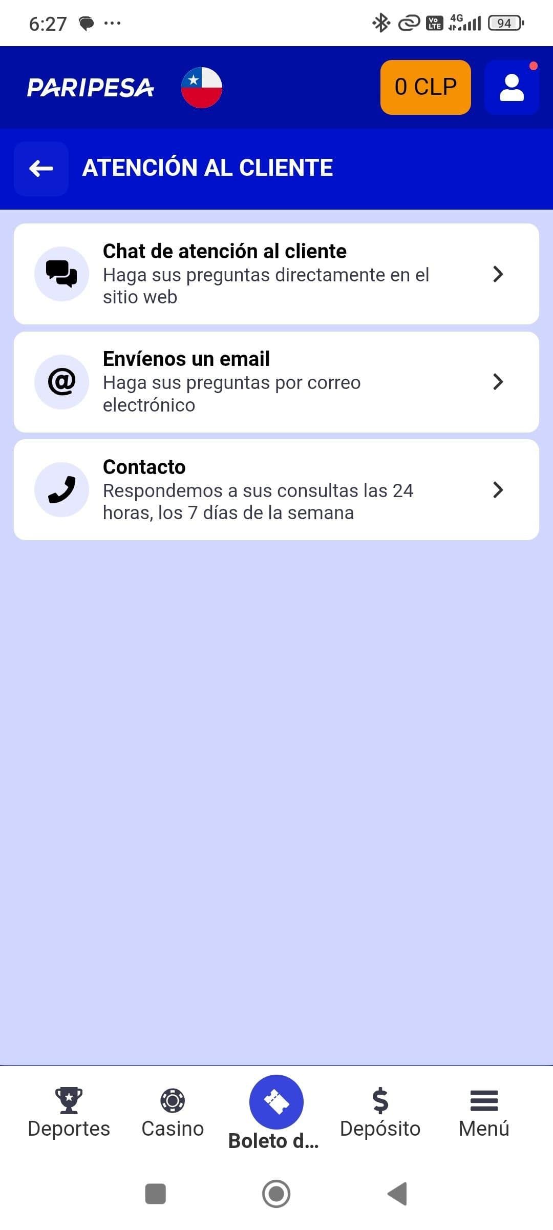 Calificación SB sobre el Soporte