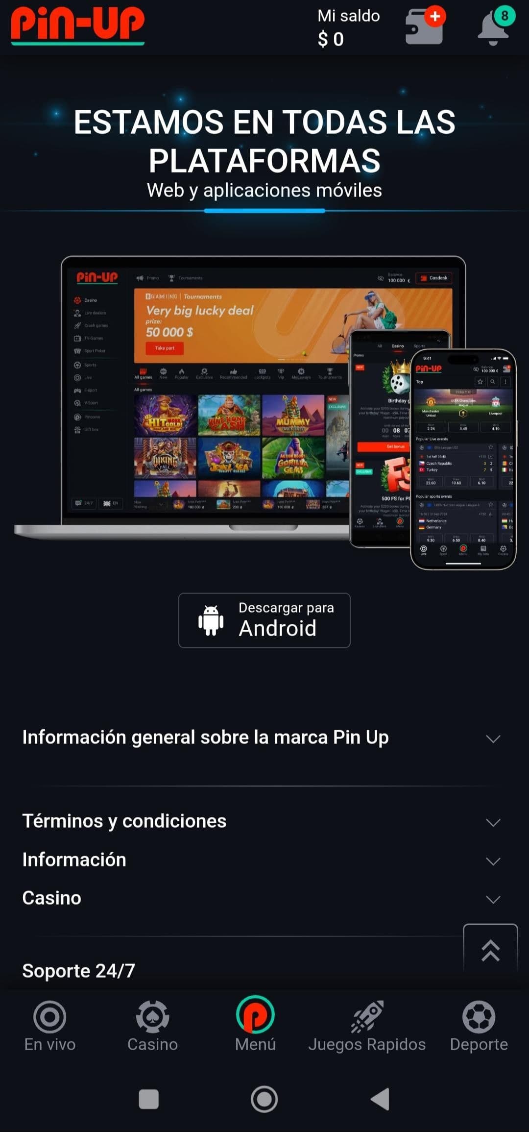 Desliza hasta encontrar el botón ‘Descargar para Android.jpg