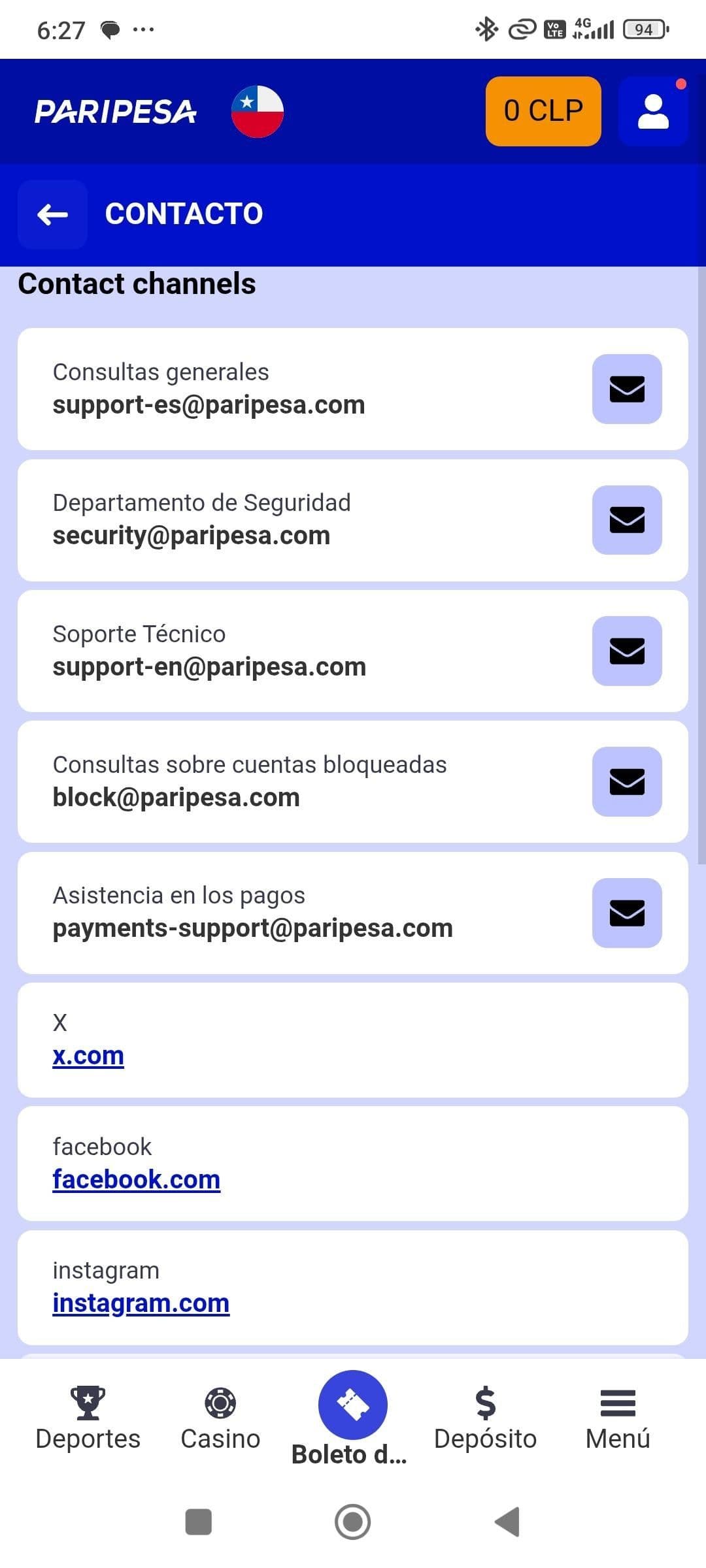 Proceso de reclamos en Paripesa